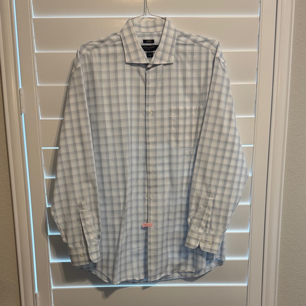 Pronto Uomo Plaid Shirt - Blue and White